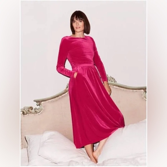 Boden Lois Pink Velvet Dress - Picture 2 of 6